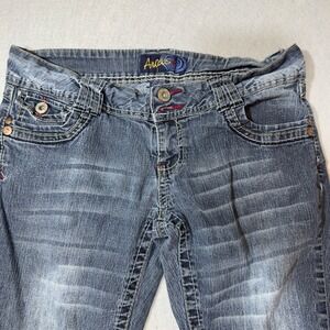 Angels Jeans Womens 11 Skinny Blue Denim Low Rise Contrast Stitch Whiskered Y2K